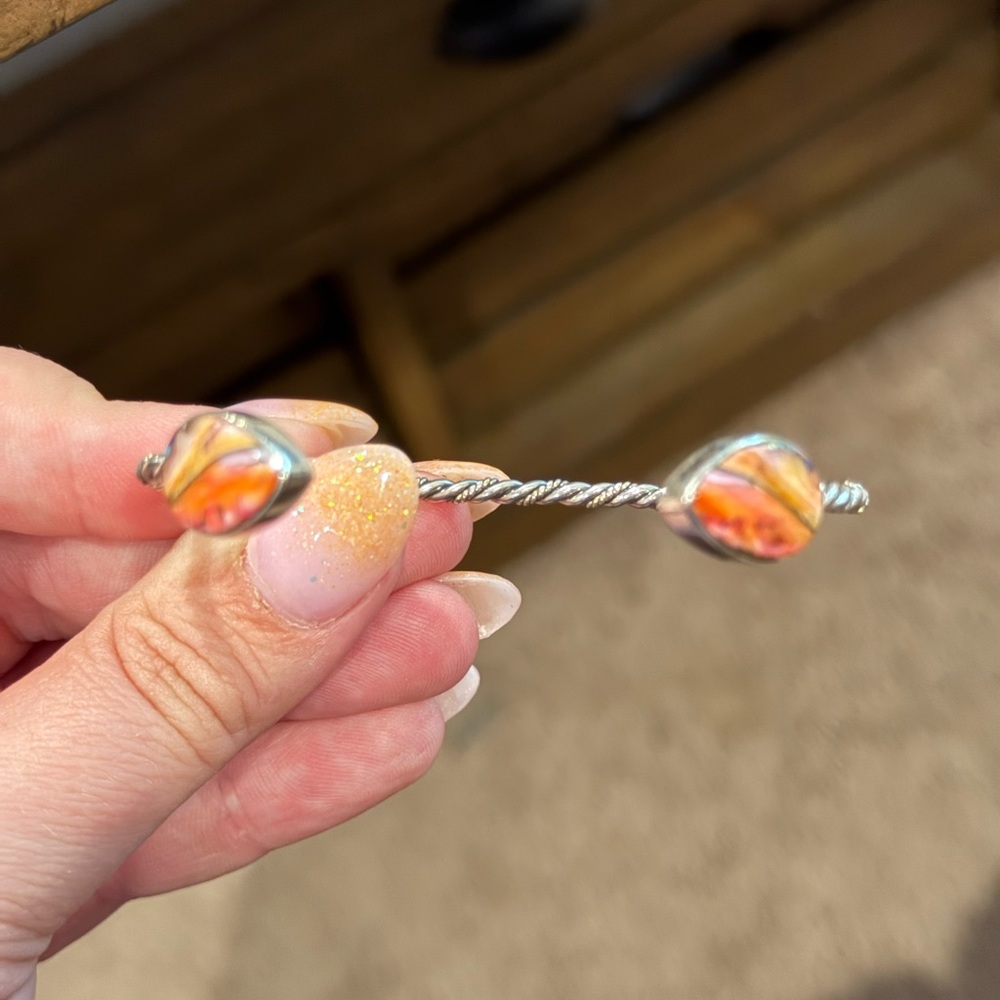 Elegant Silver and Orange Bracelet